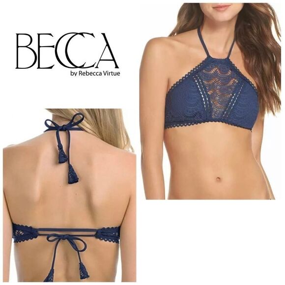 BECCA high neck crochet bikini top. - Picture 1 of 10
